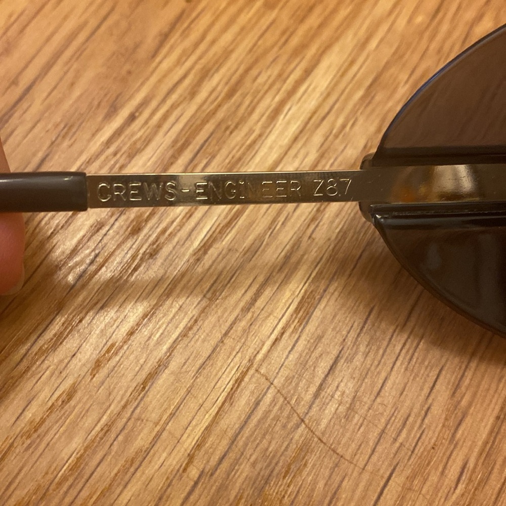 Crews Engineering safety aviator gold rim sun glasses marked CS, Z… - Picture 6 of 8